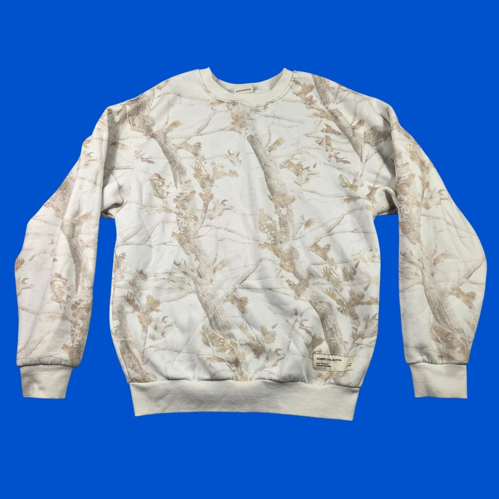 Comfrt Sweatshirt Womens Medium White Excellent Tree Branch Camo Crewneck